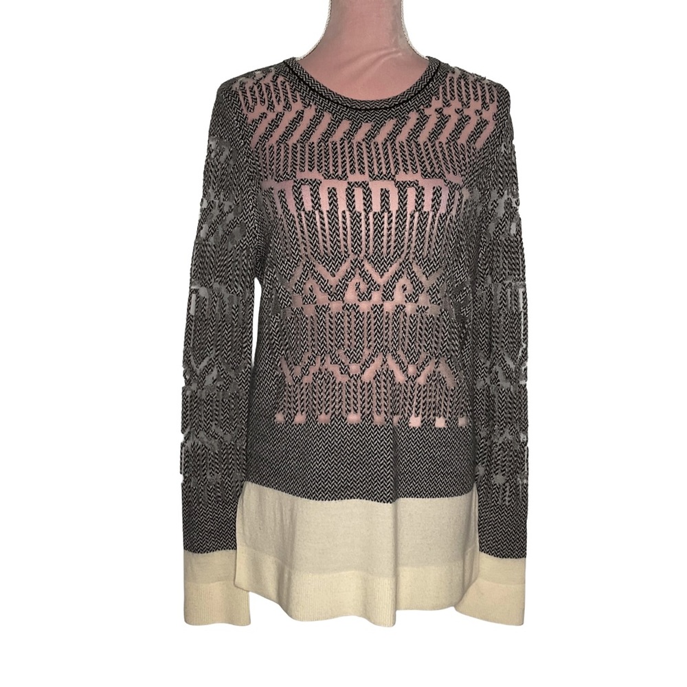 Alexander Wang Black and Cream Patterned Sweater